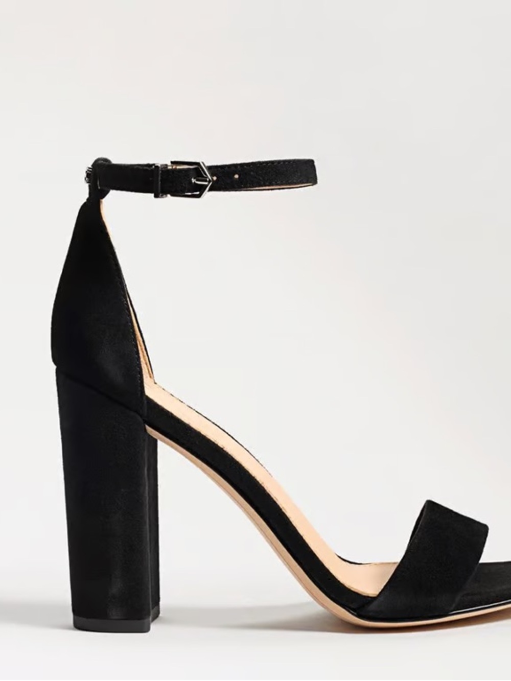 Black Ankle-Strap Block Heel Sandals